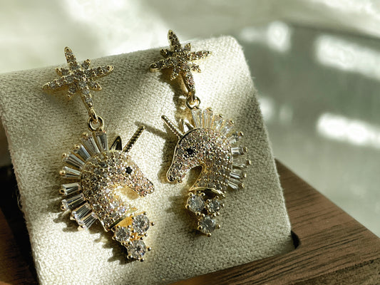Shiny unicorn earrings