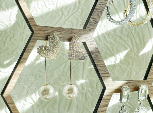 Heart crystal earrings